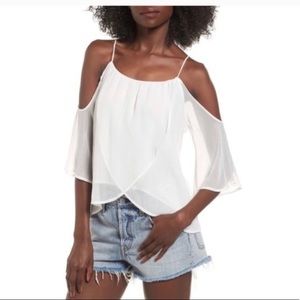 White Flowy Cold Shoulder Top